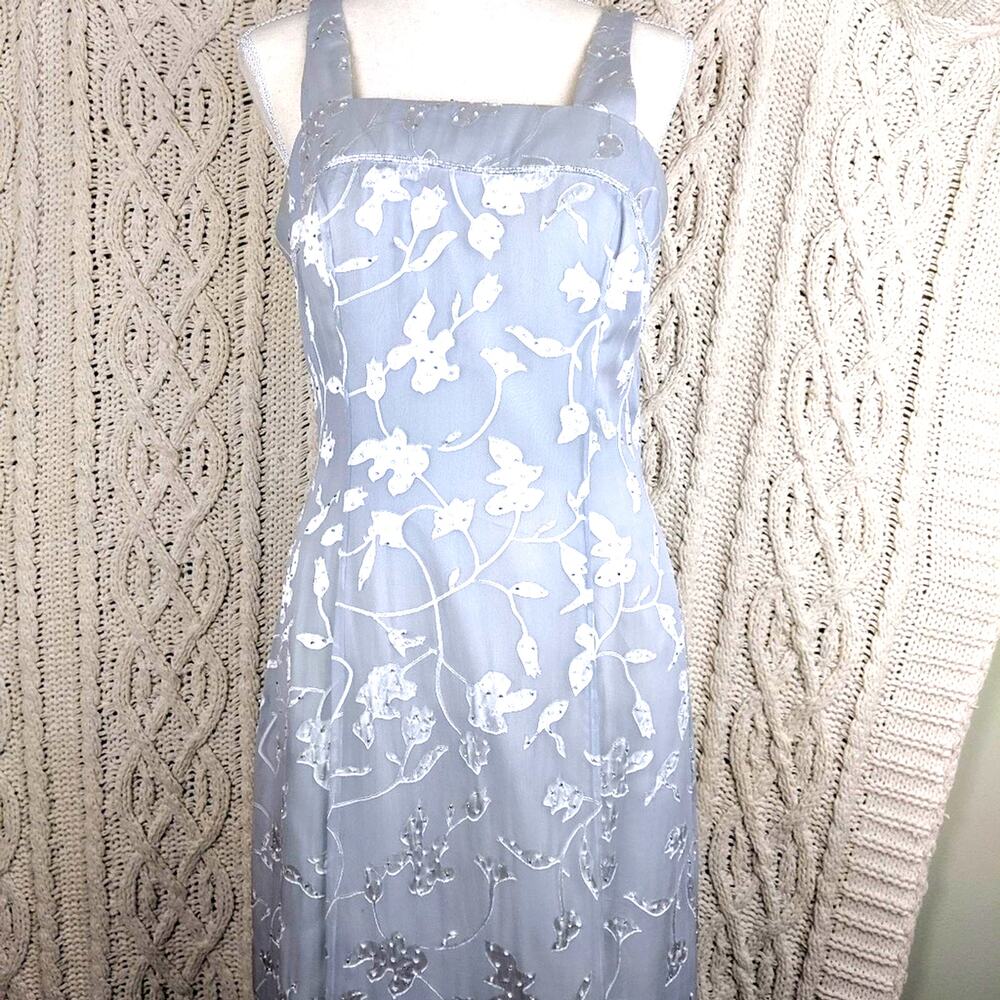 Elliette Silk Beaded Evening Gown Dove Gray 10